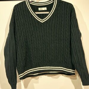Hollister Black Knit Sweater with White Accents
